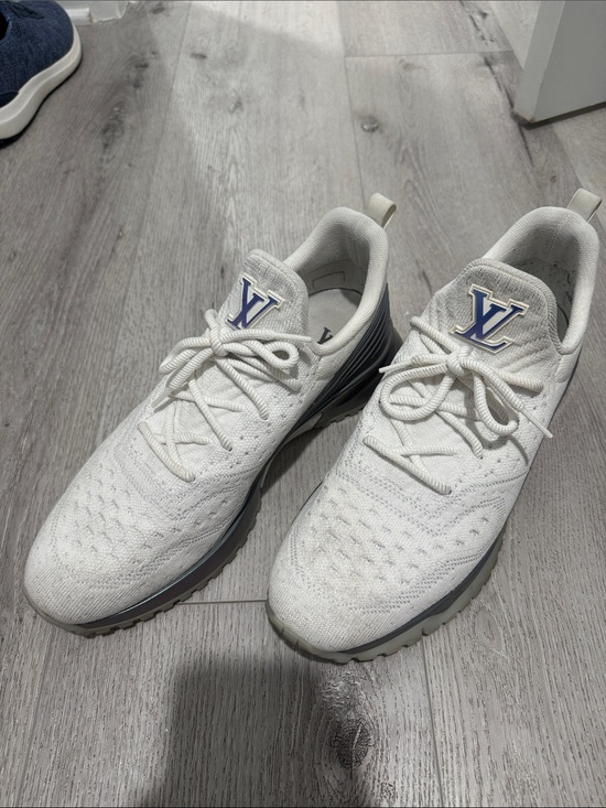 Louis Vuitton Other - Louis Vuitton White Knit Sneakers with Blue LV Accent